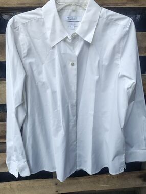 Foxcroft White Button-Front Long Sleeve Shirt